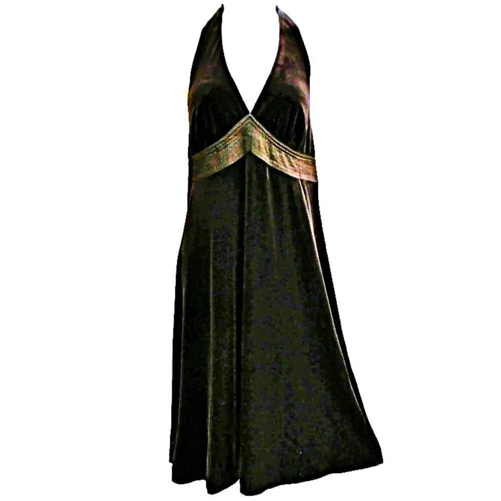VeLVeT Vintage 90s Robbie Bee Halter Dress Brown Sweetheart Satin Pintuck 10 - Picture 1 of 9